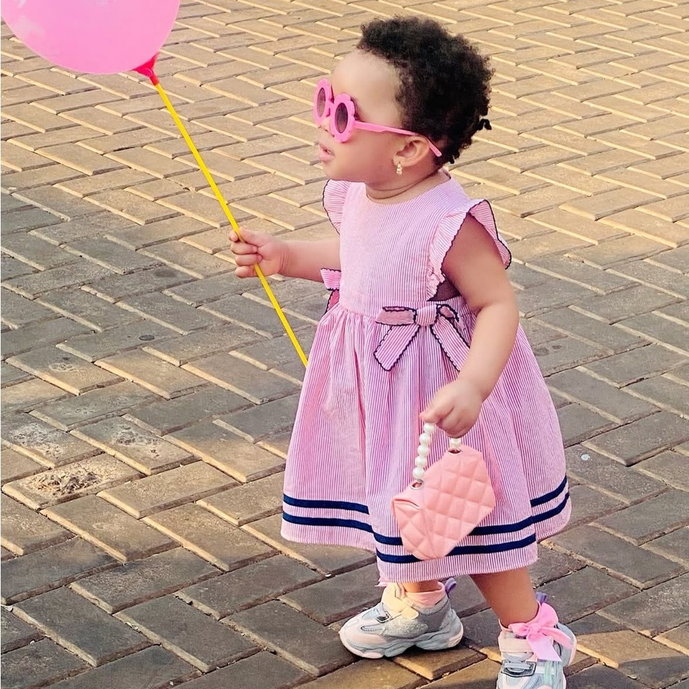 Starting Out Striped Bow Ruffle Dress